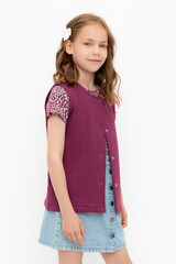 жилет  для девочки  КР 302576/насыщенная клюква к499