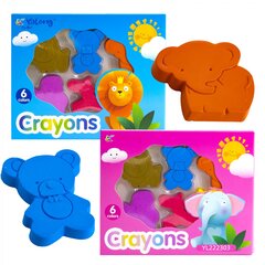 
          Мелки восковые Yalong 6 цв., "CRAYONS", фигурные, форма-животные, картонная упаковка