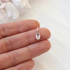 Подвеска Маркиз с белым фианитом, 14*5 мм, родий, П394