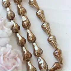 Бусины стеклянные, коричневый с зеркальным покрытием, фриформ 22*13 мм, 1 бусина, МК048