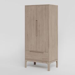 Шкаф для одежды, 90x200x60, Луго, массив дуба, беленый