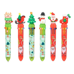 
          Ручка шариковая, автоматическая, 10в1, Basir, серия "Новогодняя", 10-ти цветная, с резиновой фигуркой, 36 шт