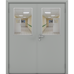 Купить Влагостойкая двустворчатая дверь Модель 4 серая остеклённая