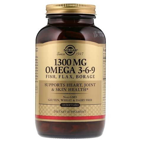 Solgar, Омега 3-6-9, 1300 мг, 120 мягких таблеток