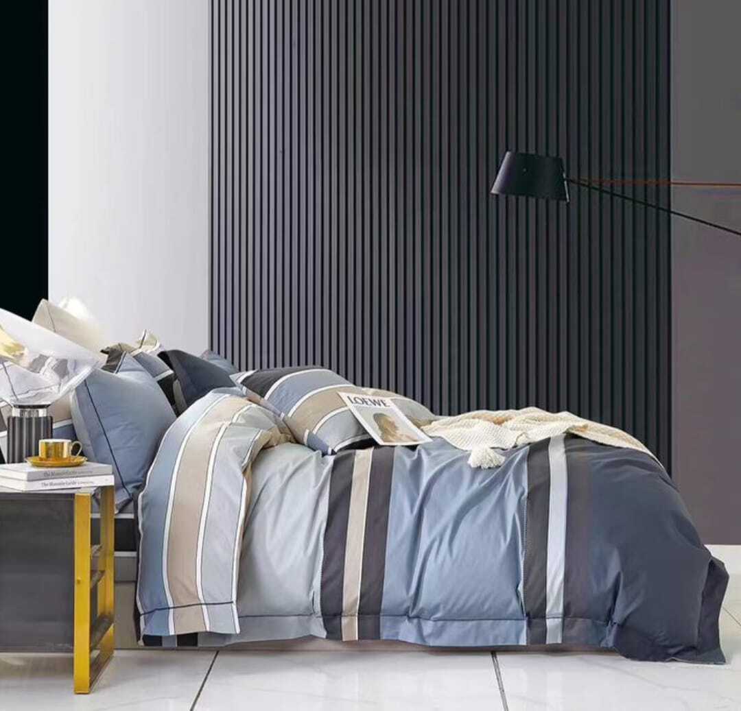 Комплект полуторка Сатин Полосы голубой синий