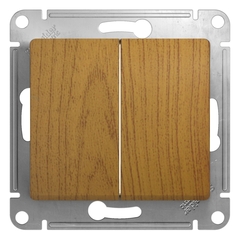 Schneider Electric Glossa Дерево Дуб Выключатель 2-клавишный схема 5, механизм IP20 скрытая установка GSL000551