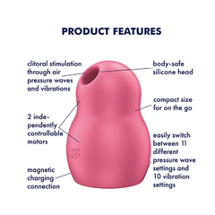 Вакуумно-волновой стимулятор с вибрацией Satisfyer Pro To Go 1, красный