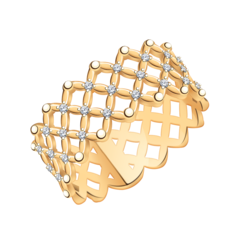 11009- Кольцо из золота 585пр с сеточкой из фианитов