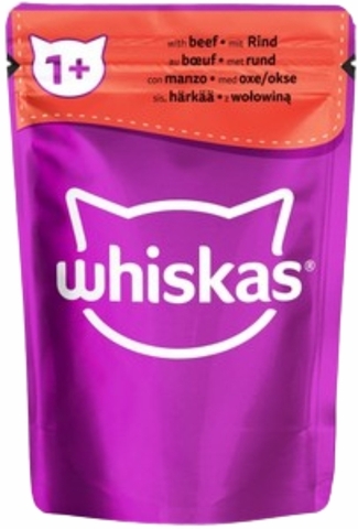 Корм WHISKAS желе Говядина 85 г м/у ПОЛЬША