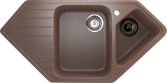 ULGRAN U-409  Угловая двухсекционная мойка с отверстием под смеситель