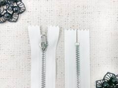 Молния джинсовая, Т4, L 16 см, белый/никель