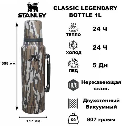 Картинка термос Stanley classic 1l Bottomland Mossy Oak - 1