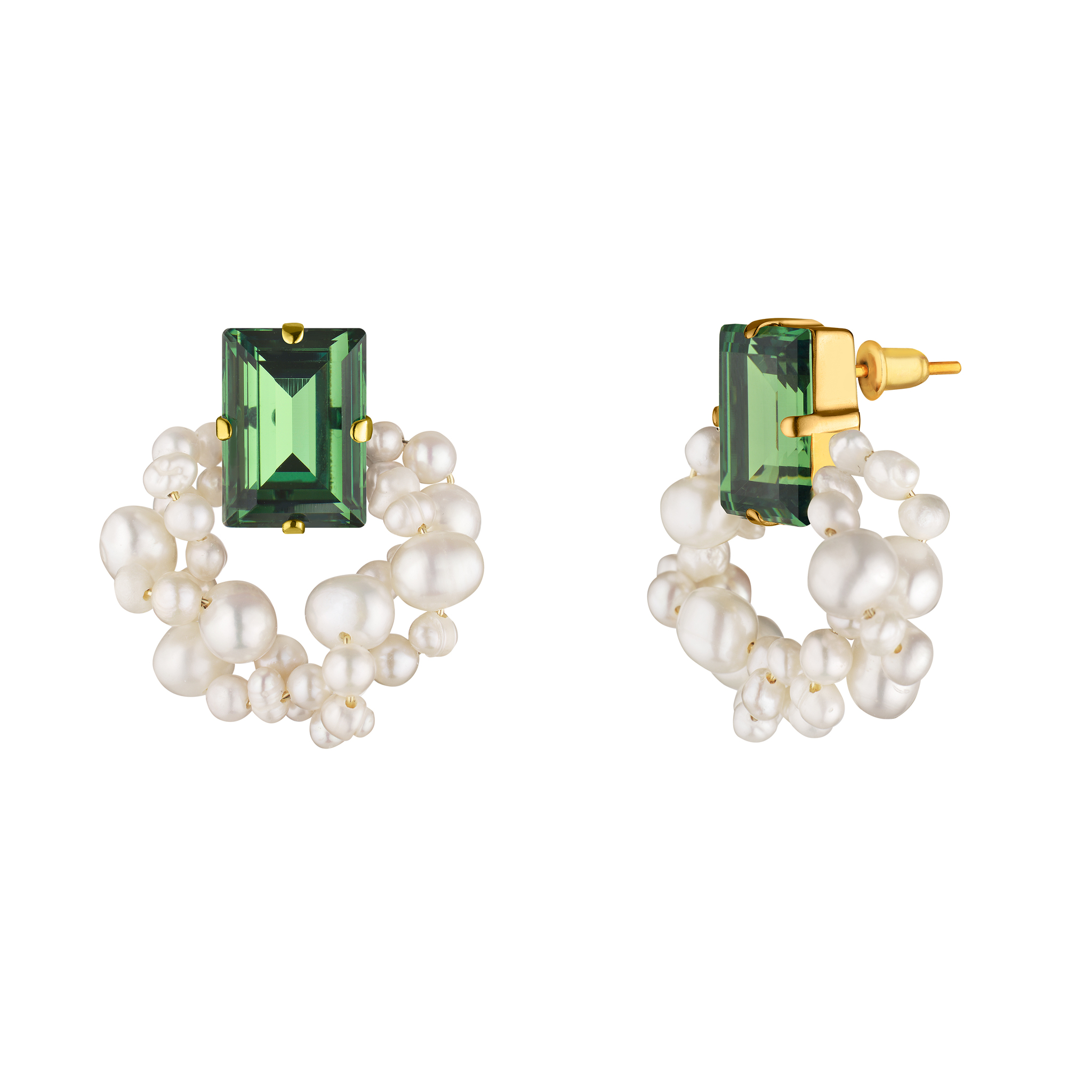 

Серьги Step Cut Pearl Erinite Earrings