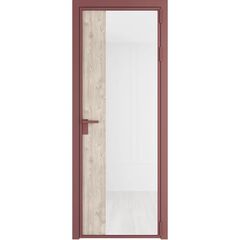 Алюминиевая дверь 7AG красный антрацит остеклённая со вставкой