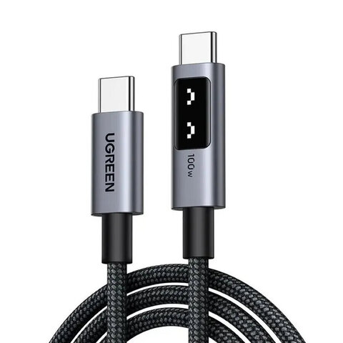 Кабель  UGREEN L509 (35512) UNO Type C 2.0 Male To Type C 2.0 Male 5A Data Cable, 2м, черный/серый