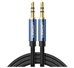 Кабель  UGREEN AV112 (10687) 3.5mm Male to 3.5mm Male Cable Gold Plated Metal Case оплетка, 2м, синий