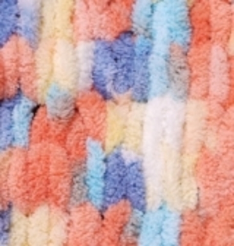 Пряжа Alize Puffy Color коралл-голубой 5866