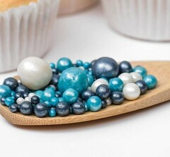 Шарики кранч бирюза, серебро, черный  100 гр.