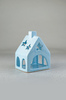 Керамический домик-подсвечник голубой, 10х13х9 см, Россия
