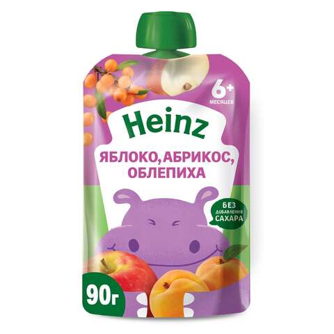 Пюре Heinz яблоко, абрикос, облепиха пауч 90 гр. (6+ мес.)