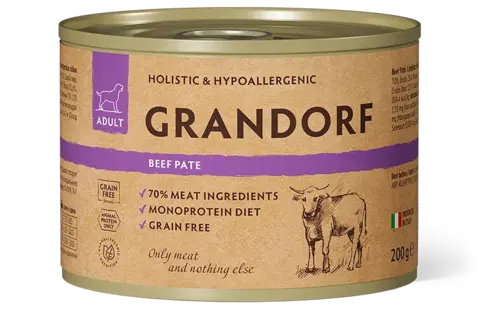 Grandorf Dog консервы для собак паштет из говядины 200г