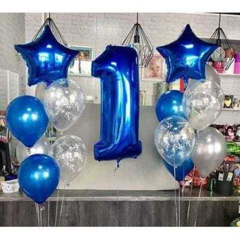 воздушные шары на 1 год мальчику, гелиевые шарики на день рождения 1 год