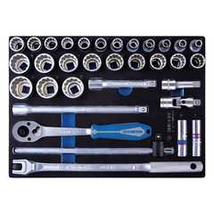 KING TONY (9-4233MRV04) Набор торцевых головок 1/2" с принадлежностями, двенадцатигранные, ложемент, 33 предмета