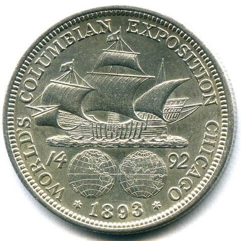1/2 доллара 1893. США XF+ (Колумб)