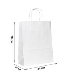240*140*280 мм Бумажный пакет БЕЛЫЙ с кручеными ручками 300шт/кор.