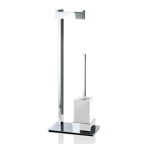Decor Walther 0591300 Decor Walther Brick SBK Напольная стойка с ершиком и бумагодержателем, фарфор белый, цвет: хром