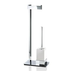 Decor Walther 0591300 Decor Walther Brick SBK Напольная стойка с ершиком и бумагодержателем, фарфор белый, цвет: хром фото