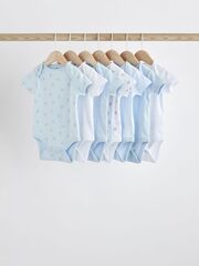 Боди с коротким рукавом для малышей Next K79-655, 7 шт., Белый, Голубой