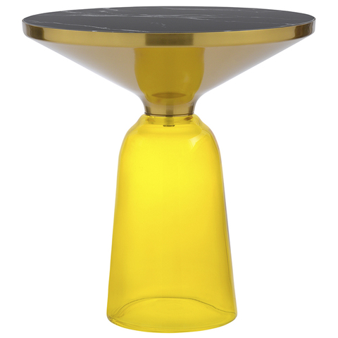 Столик кофейный odd, D50 см, мрамор/желтый