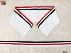 Комплект воротник ш. 7 см д. 43 см + подвяз ш. 2,7 см д. 100 см, белый с чёрным/красным