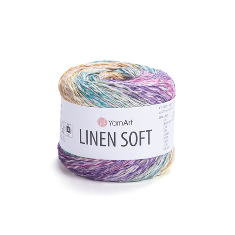Пряжа YarnArt Linen Soft 7401 радуга