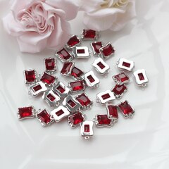 Подвеска с фианитом 13*9 мм, красный, родий, П390