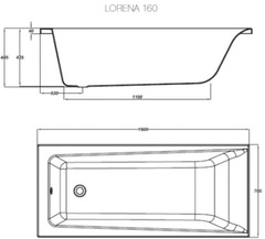 ВАННА АКРИЛОВАЯ CERSANIT LORENA 160x70 С НОЖКАМИ