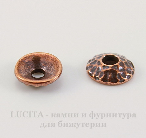 Шапочка для бусины TierraCast "Hammertone" (цвет-античная медь) 9х2,5 мм