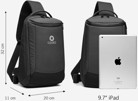 Картинка рюкзак однолямочный Ozuko 9078 Blue - 7