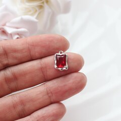 Подвеска с фианитом 13*9 мм, красный, родий, П390