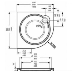 ДУШЕВОЙ ПОДДОН ROLTECHNIK DREAM-P 900x900x125 ПОЛУКРУГЛЫЙ