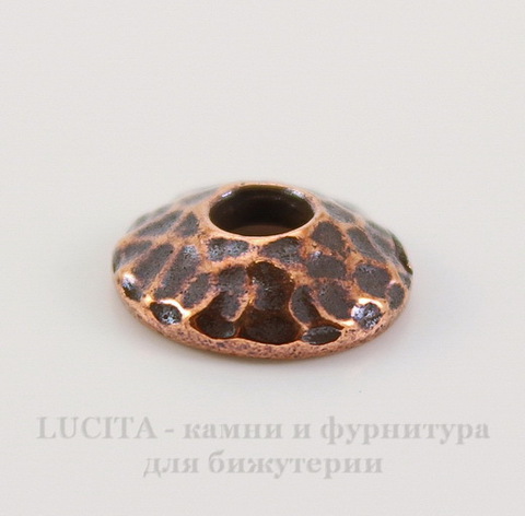 Шапочка для бусины TierraCast "Hammertone" (цвет-античная медь) 9х2,5 мм