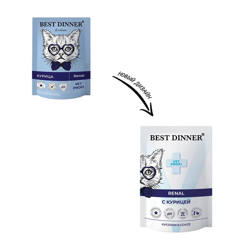 Best Dinner Exclusive Vet Profi Renal кусочки в соусе Курица (упаковка 24 шт * 85 г)