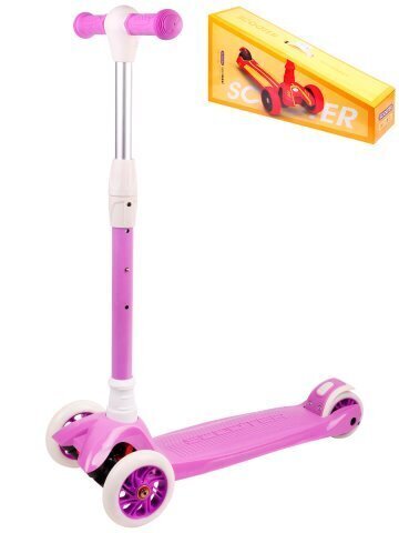 Самокат 3-х колесный со светом 32.5*13*64.5-84 cm