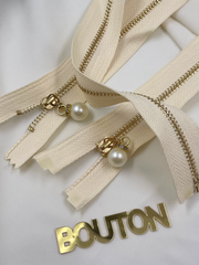 Молния светло-бежевая золото жемчуг