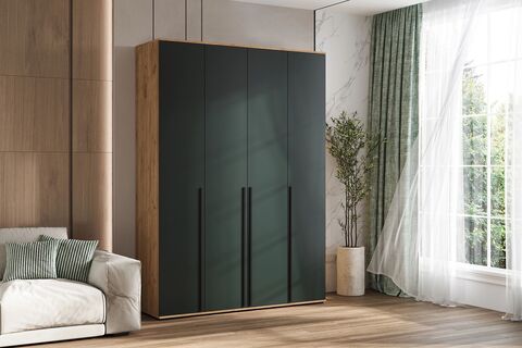 Норд Шкаф 4-х ств.(1600) (Изумрудный (КРОМКА ИЗУМРУД), Дуб Крафт)