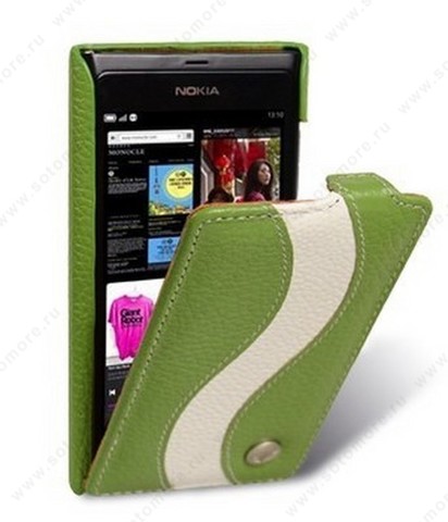 Чехол-флип Melkco для Nokia N9 Leather Case Jacka Type Special Edition (Green/White LC)