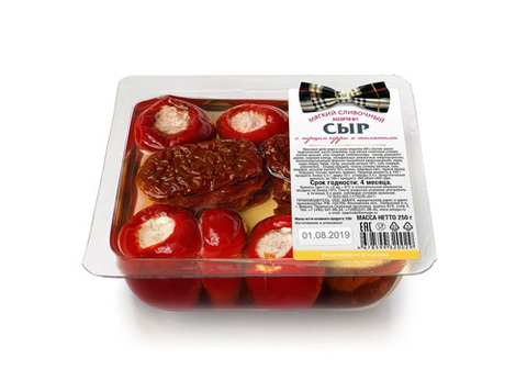 Сыр мягкий сливочный с перцем черри  и вяленым томатом Amyga, 250г