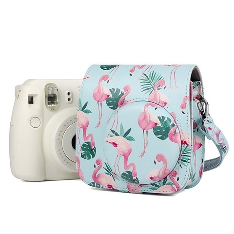 İnstax fotoaparat üzlüyü \ Instant Camera Case Mini 8, 9, 11  Flamingo