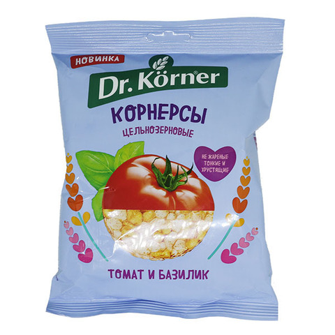 Dr. Korner Чипсы ц/з кукурузно-рисовые с томатом и базиликом 50 гр.